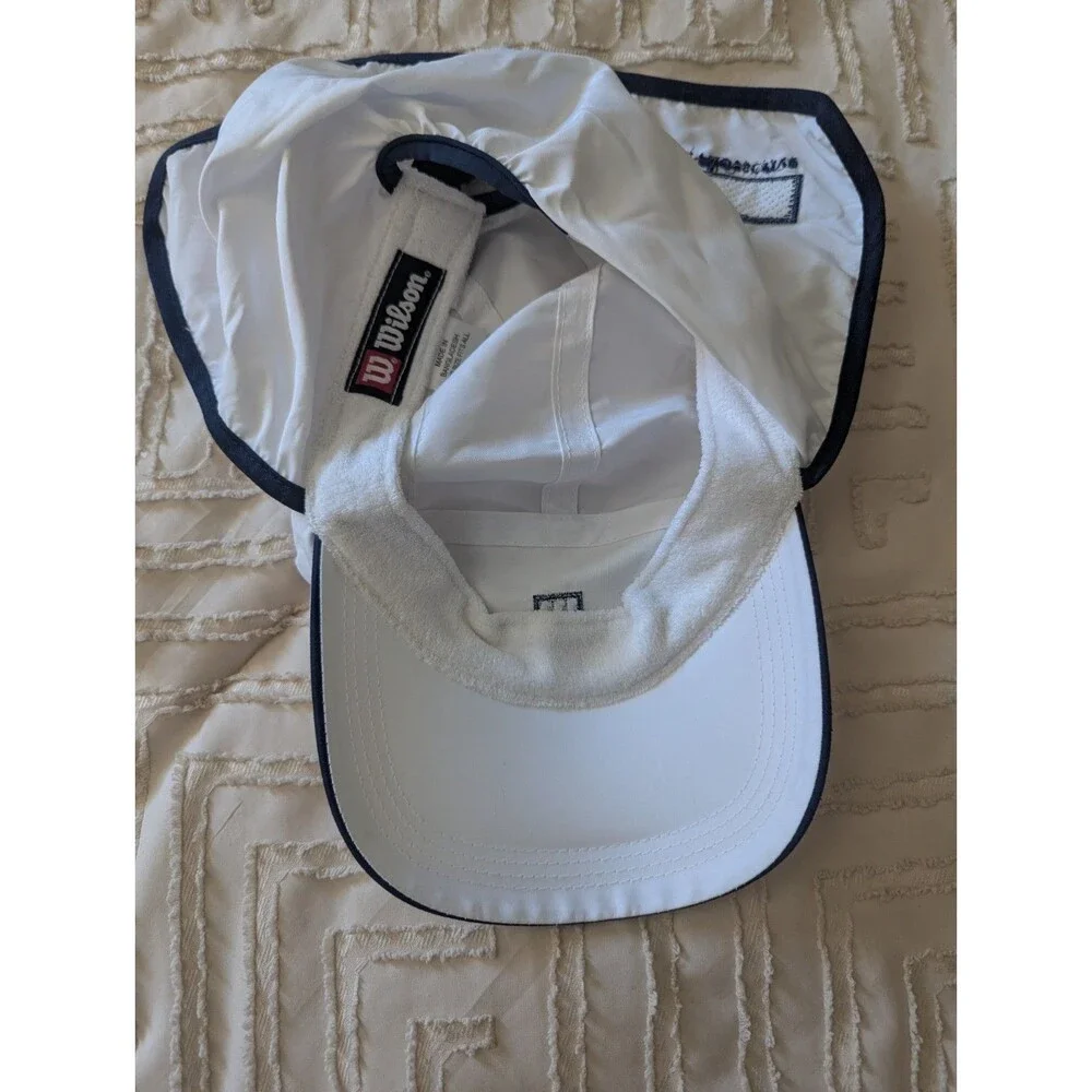Wilson UV Protective Flap Hat White Navy Tennis Running Sun Cap One Size